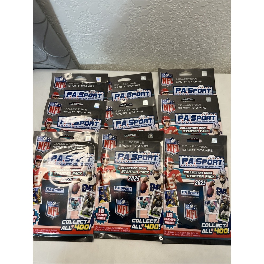 P.A. Sport 2025 NFL Stamp Collection Book Starter Pack 18 stamp lot of 9 NEW